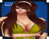 brown hair with ribbon