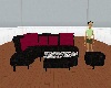 Blk Maroon Marble Couch