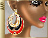 (red black gold diamond hoops large earrings