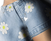 ! Flowers Denim Shorts