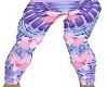 blue pink flower pants