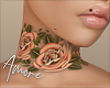 $ Roses Neck Tattoo