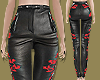 Floral Leather Moto Pant