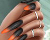 JE Orange Black Nails