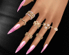 Pink Nails+Gold Ring