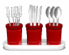 silverware red cups