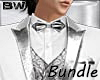 White Silver Wedding Groom Tux Suit Outfit