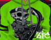 Biker Skull Hoodie Lime