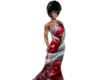 GREY/RED ROSE GOWN