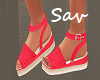 Red Knit Sandals