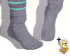 #Fcc|Grey/Teal Socks
