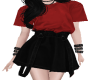 red/blk skirt outfit