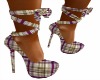purple plaid tie up heel