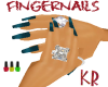 *KR-Long Teal Fingernail