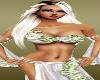 Blond White Green Leaf Fairy Gown Halloween Princess Forest HOT