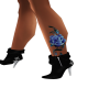 blue rose leg tattoo