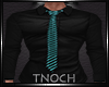 Black Shirt  /Teal Tie