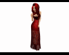 Red long dress sheer lac