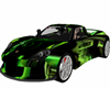 green and black race car