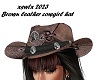 Brn leather cowgirl hat
