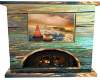 sunset teal fire place