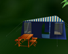 blue camp tent bed-table