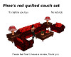 Phoe's red quilted couch