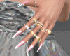 gold rings + pink nails