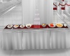 silver/red buffet table