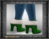 Green & White Fur Boots