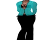 Teal/Black Pants Suit