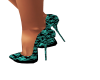 Black Teal Flower Shoes