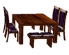 wood table with purple