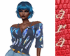 blusa azul plumas chic