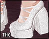   lace heels / white