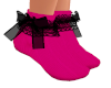 Blk Bow Pink Socks