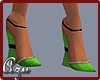 Green & Blak Satin Shoes