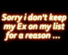 NO ex on my list