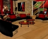 Sofa set/blk&red