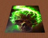 green scull flames rug