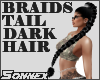 Dark hair braids tail