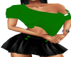 black skirt green top