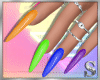 |S| Neon Rainbow Nails