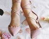 Pink Tie Up Heels