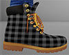 Gray Work Boots Plaid M