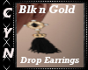 Blk n Gold Drop Earrings