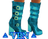 Leather boots Turquoise