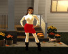 red skirt white top