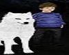 Boy Child with his Dog Wolf Pet Pets
