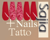 S | Red Rose Nails+tatto